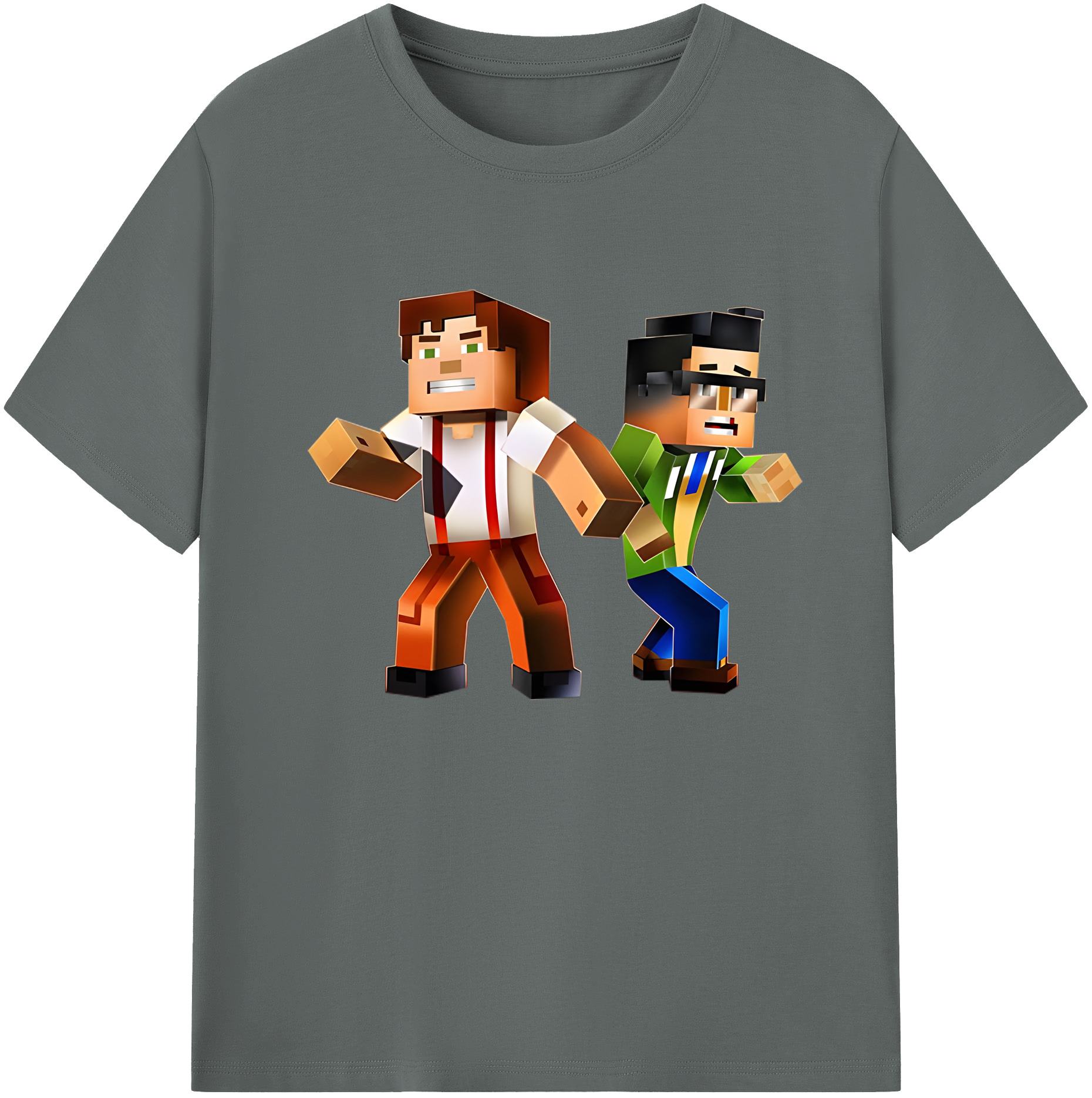 （画像用） マインクラフト ブロックの世界 Minecraft MC Block world 綿100％ メンズ半袖Tシャツ｜肌触りやわらか＆通気性